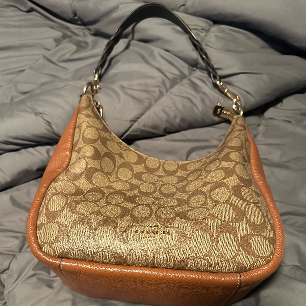 Coach Brown and Tan Monogram Shoulder Bag